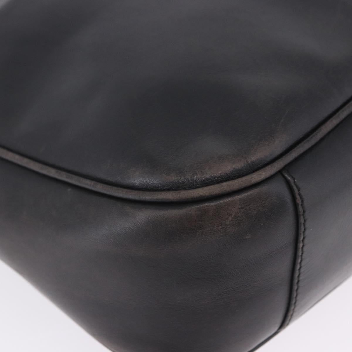 GUCCI Bamboo Hand Bag Leather Black Silver 001 1638 Auth ka6269