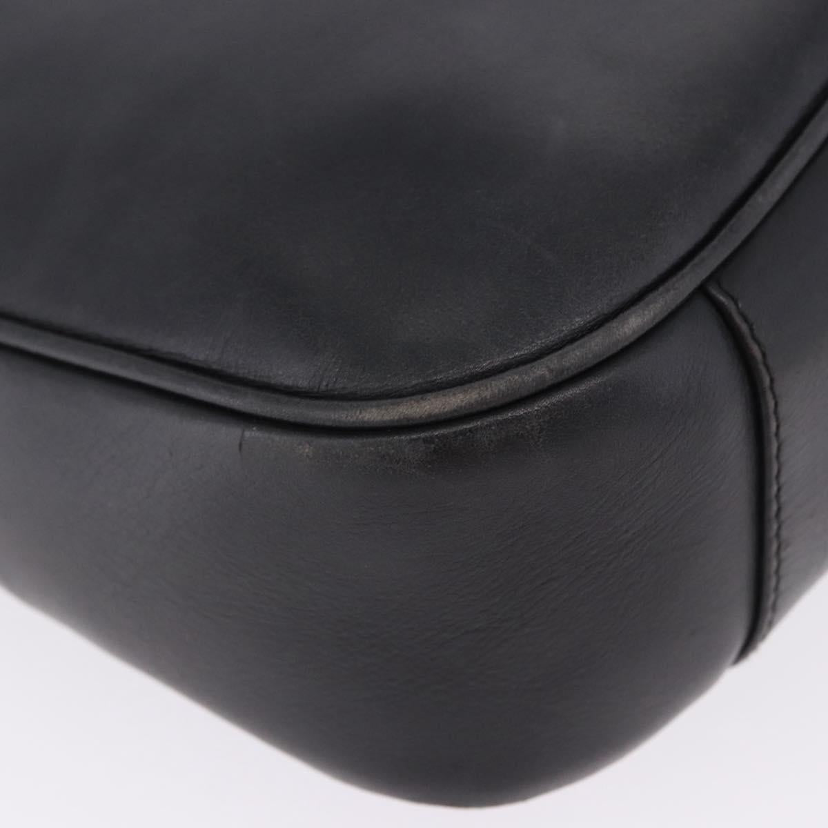 GUCCI Bamboo Hand Bag Leather Black Silver 001 1638 Auth ka6269