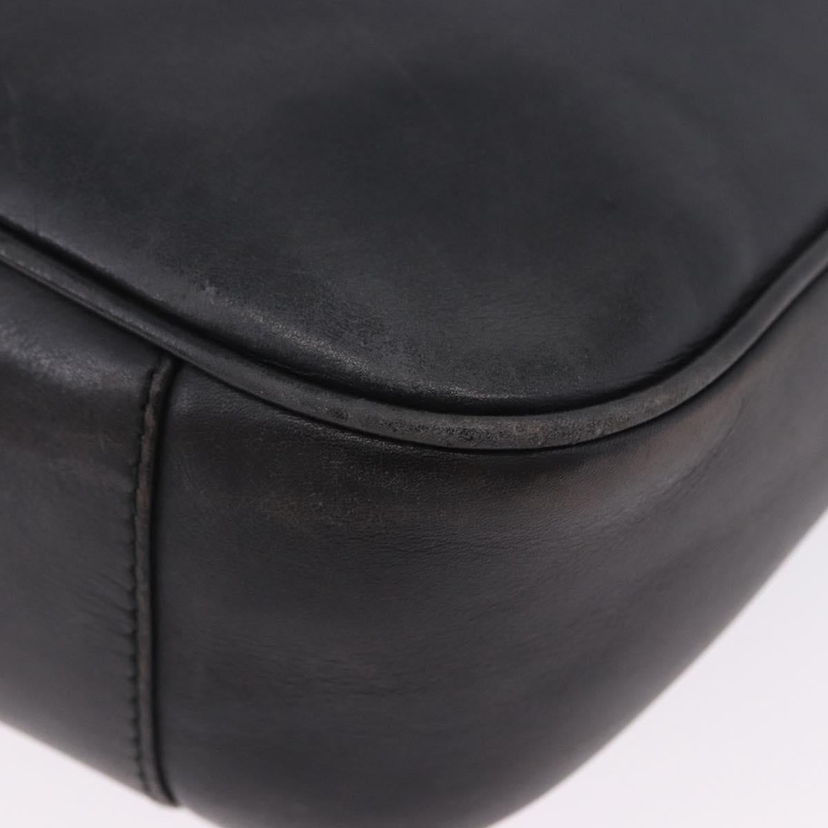 GUCCI Bamboo Hand Bag Leather Black Silver 001 1638 Auth ka6269
