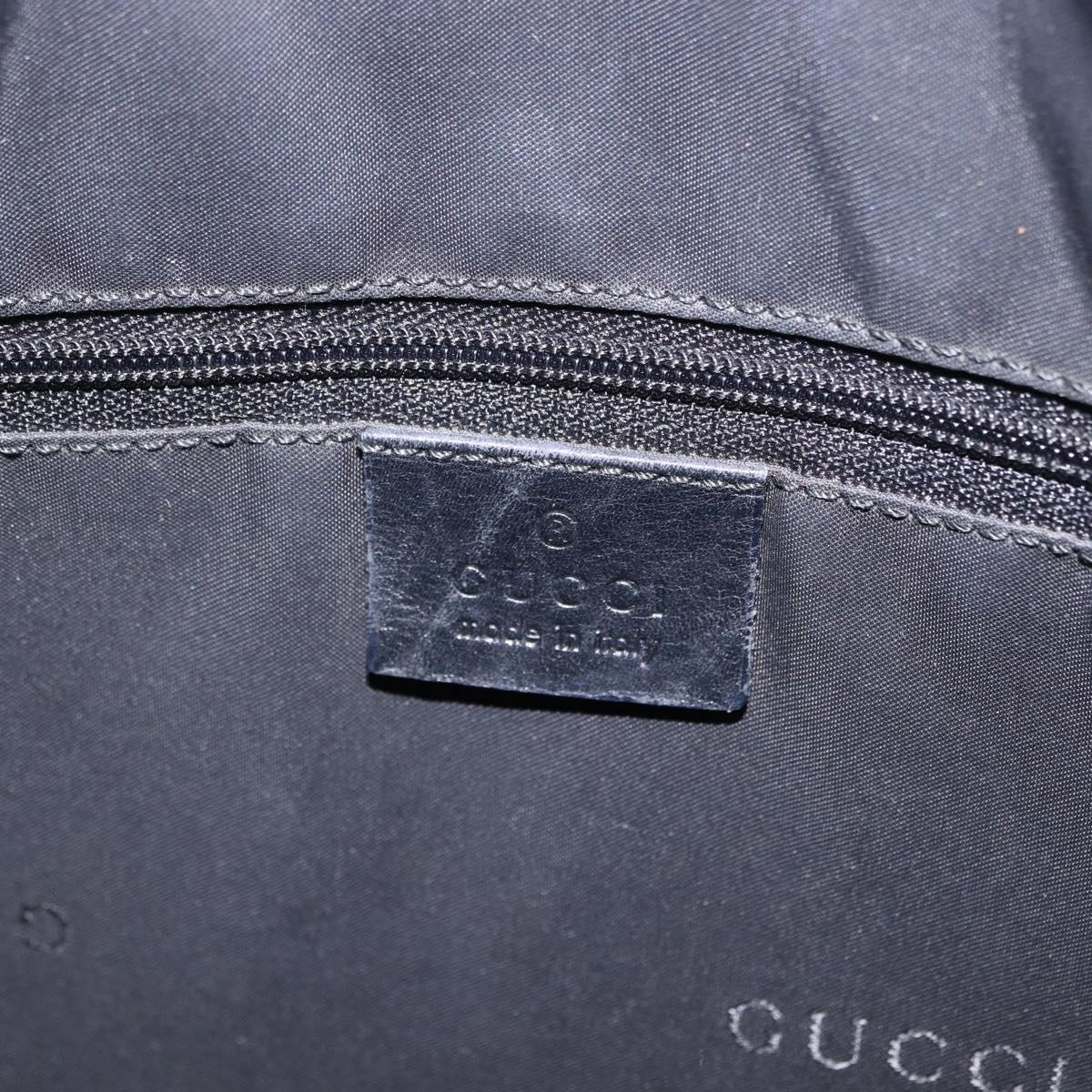 GUCCI Bamboo Hand Bag Leather Black Silver 001 1638 Auth ka6269
