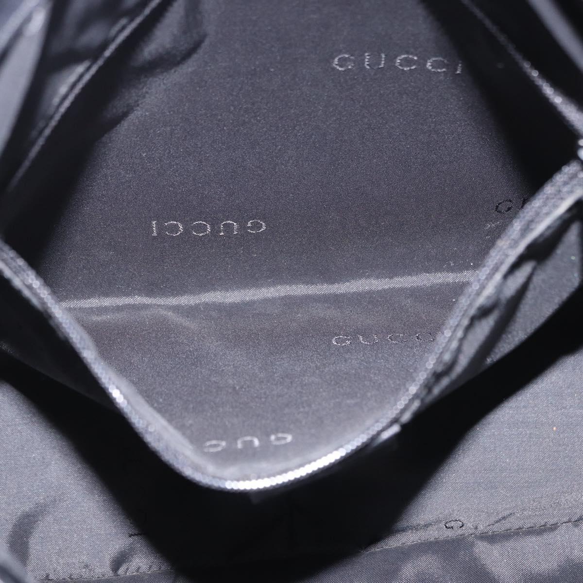 GUCCI Bamboo Hand Bag Leather Black Silver 001 1638 Auth ka6269