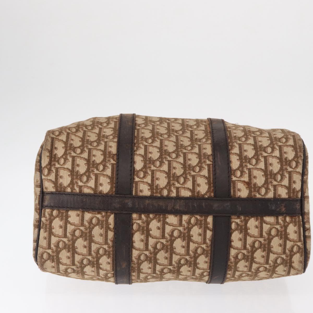 Christian Dior Trotter Canvas Hand Bag Brown Gold Auth ka627