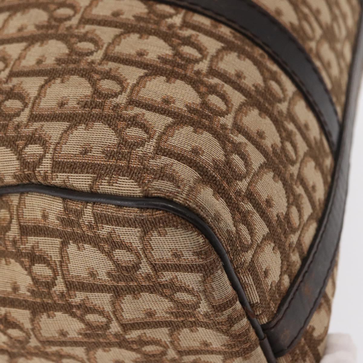 Christian Dior Trotter Canvas Hand Bag Brown Gold Auth ka627
