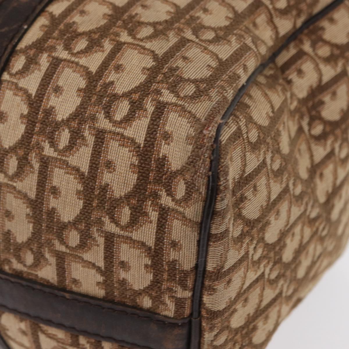 Christian Dior Trotter Canvas Hand Bag Brown Gold Auth ka627