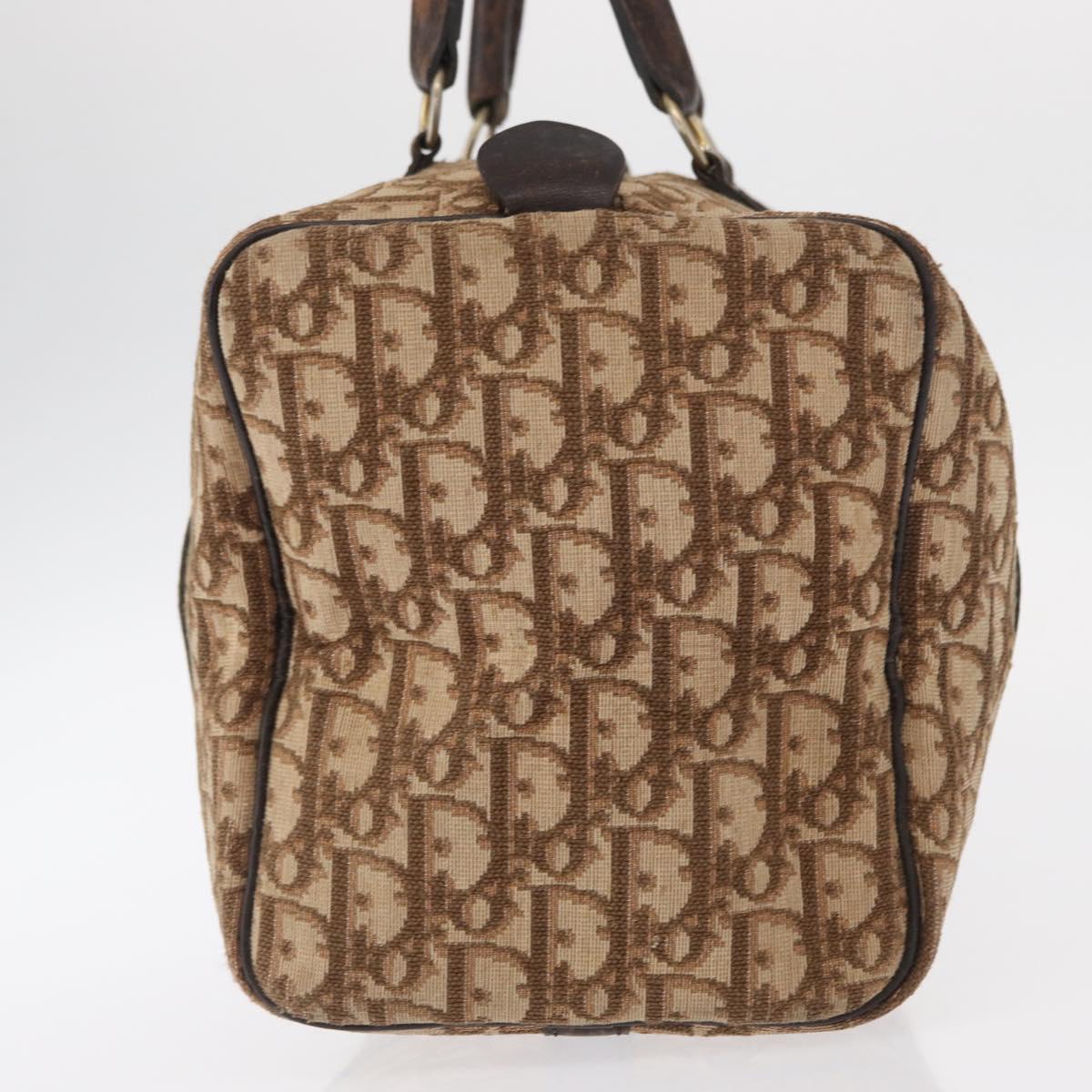 Christian Dior Trotter Canvas Hand Bag Brown Gold Auth ka627