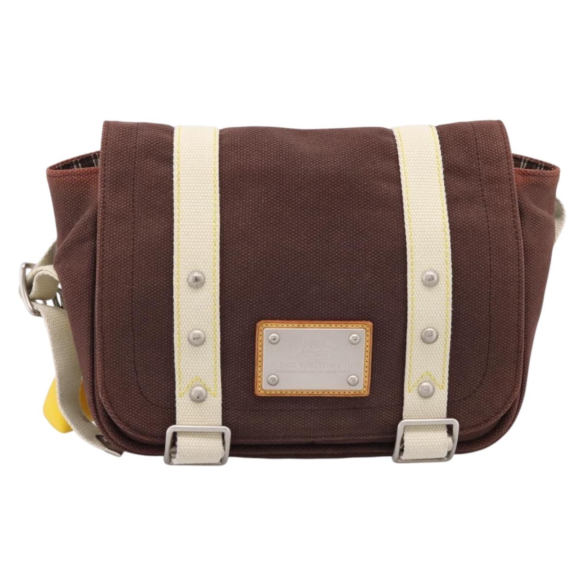 LOUIS VUITTON Antigua Buzzus PM Shoulder Bag Canvas Brown M40080 LV Auth ka6270