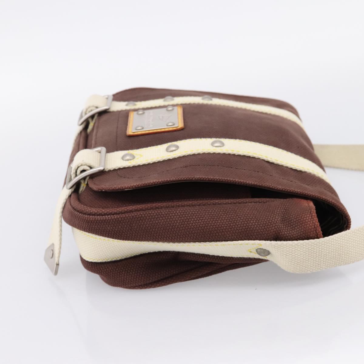 LOUIS VUITTON Antigua Buzzus PM Shoulder Bag Canvas Brown M40080 LV Auth ka6270