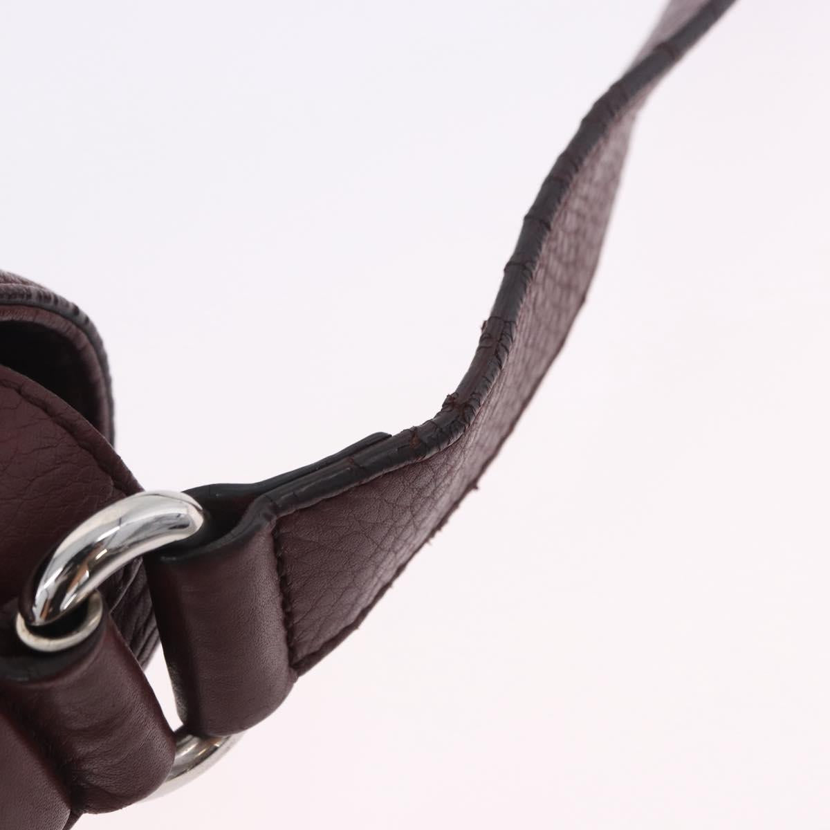 GUCCI Interlocking Shoulder Bag Leather Bordeaux Silver 322056 Auth ka6271V