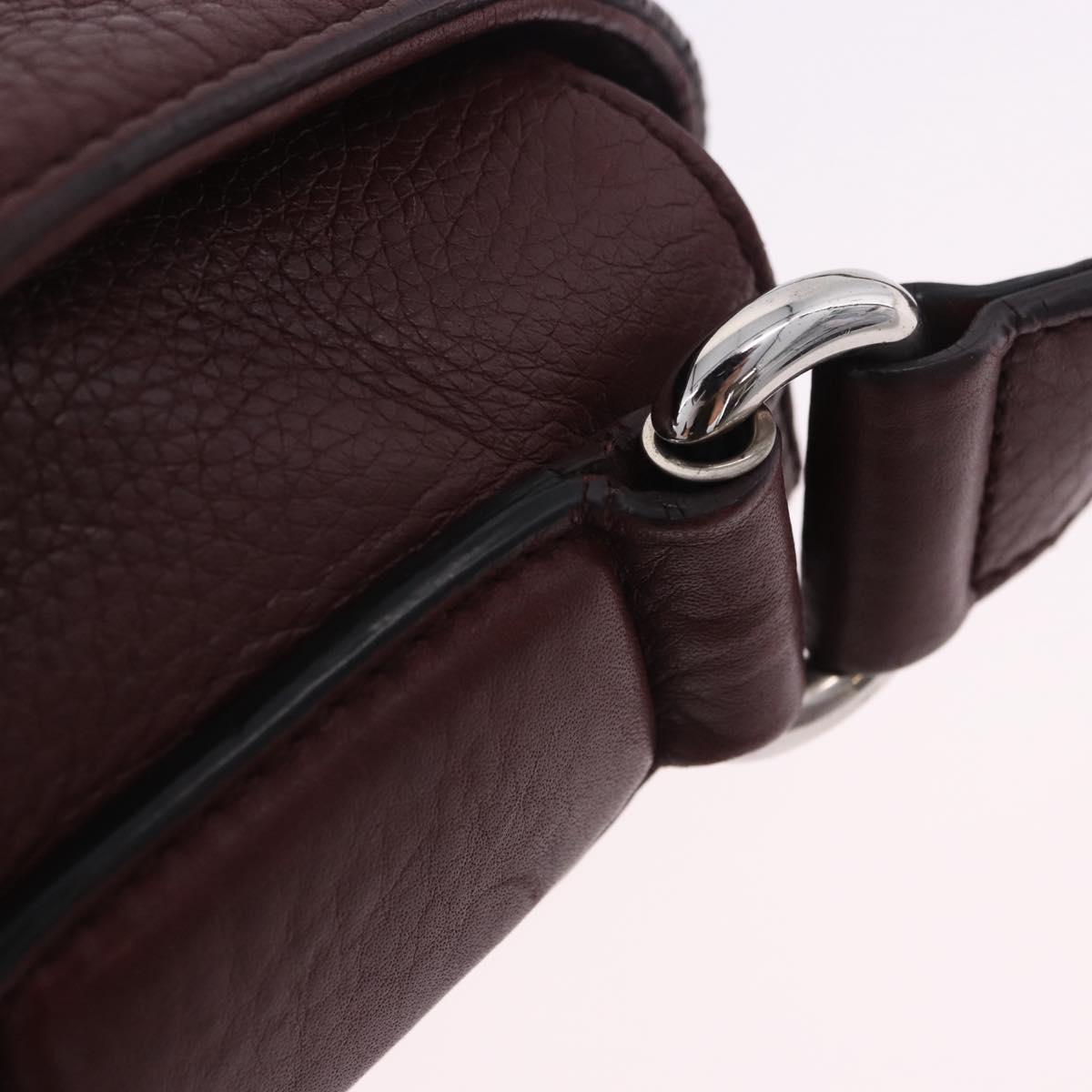 GUCCI Interlocking Shoulder Bag Leather Bordeaux Silver 322056 Auth ka6271V