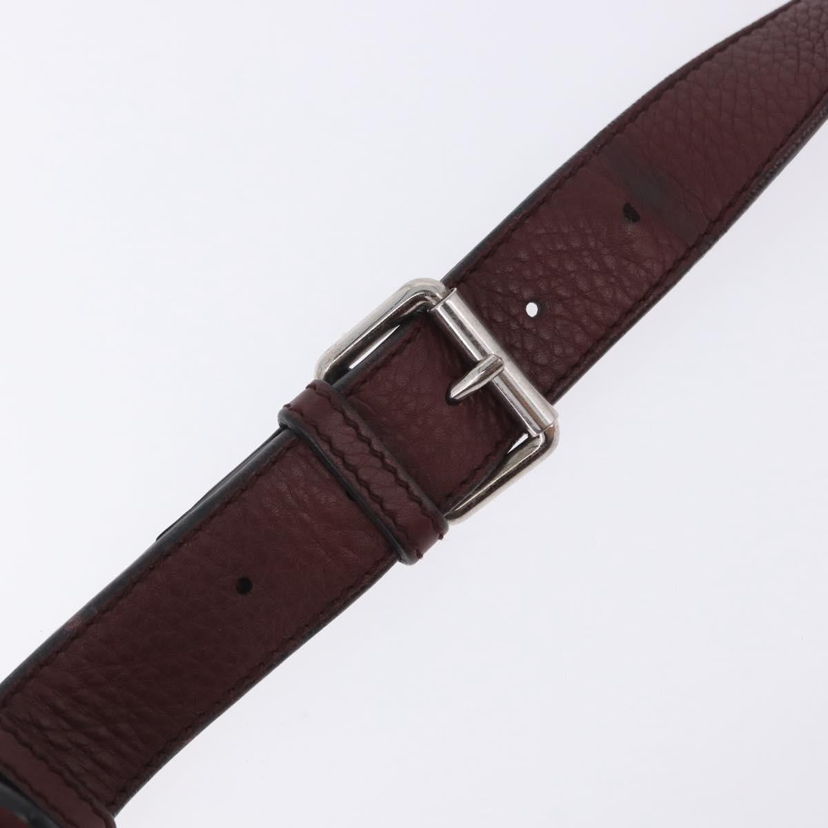 GUCCI Interlocking Shoulder Bag Leather Bordeaux Silver 322056 Auth ka6271V