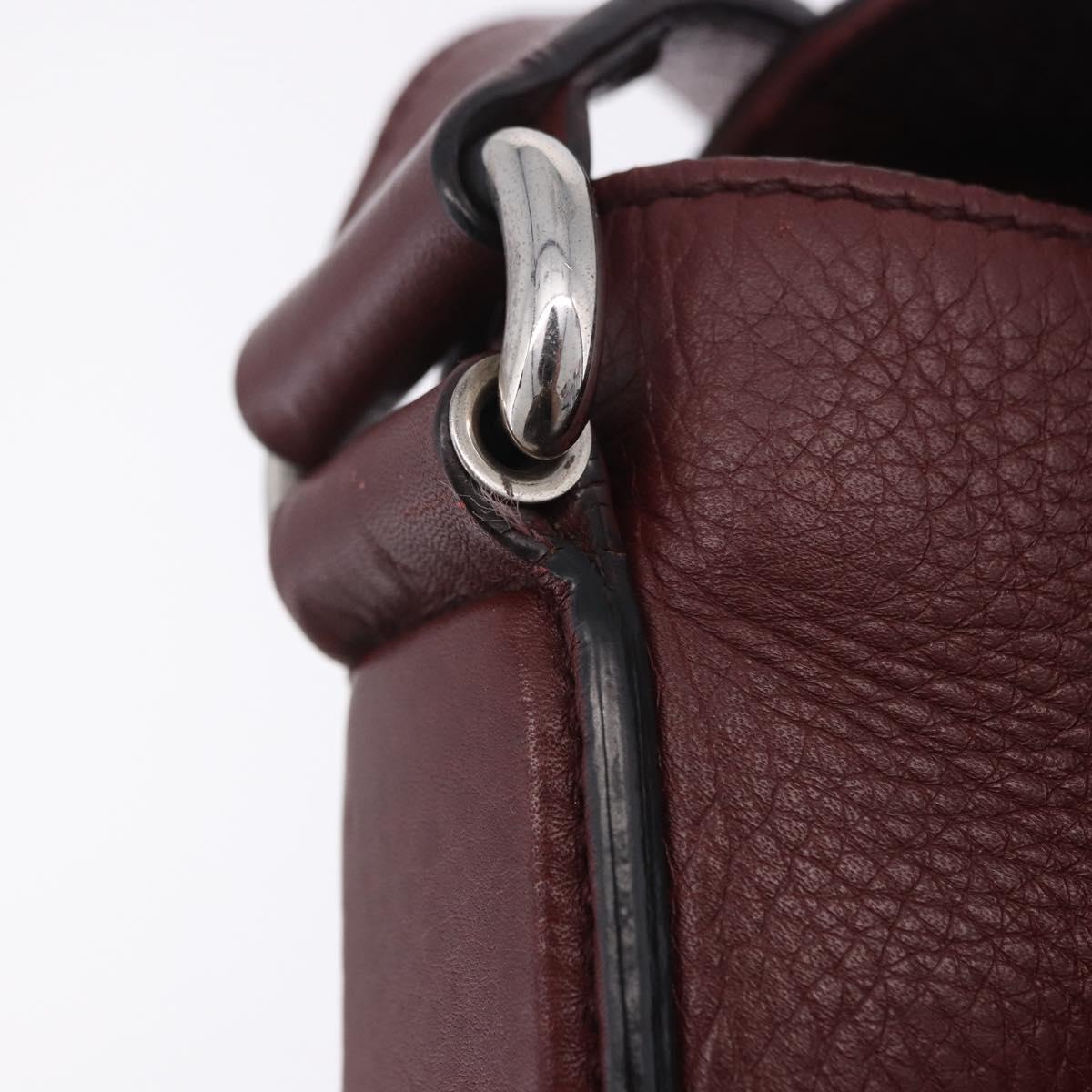 GUCCI Interlocking Shoulder Bag Leather Bordeaux Silver 322056 Auth ka6271V