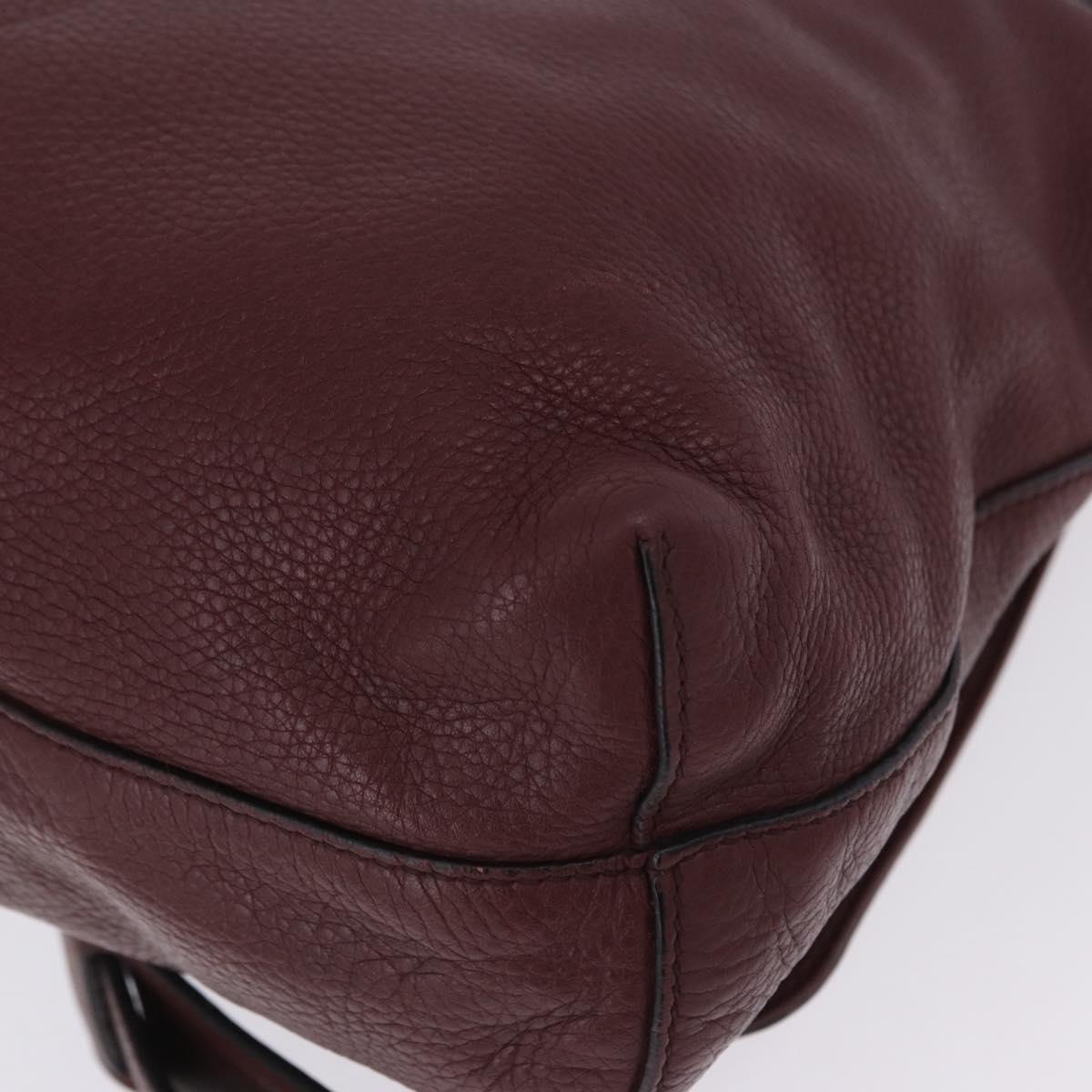 GUCCI Interlocking Shoulder Bag Leather Bordeaux Silver 322056 Auth ka6271V