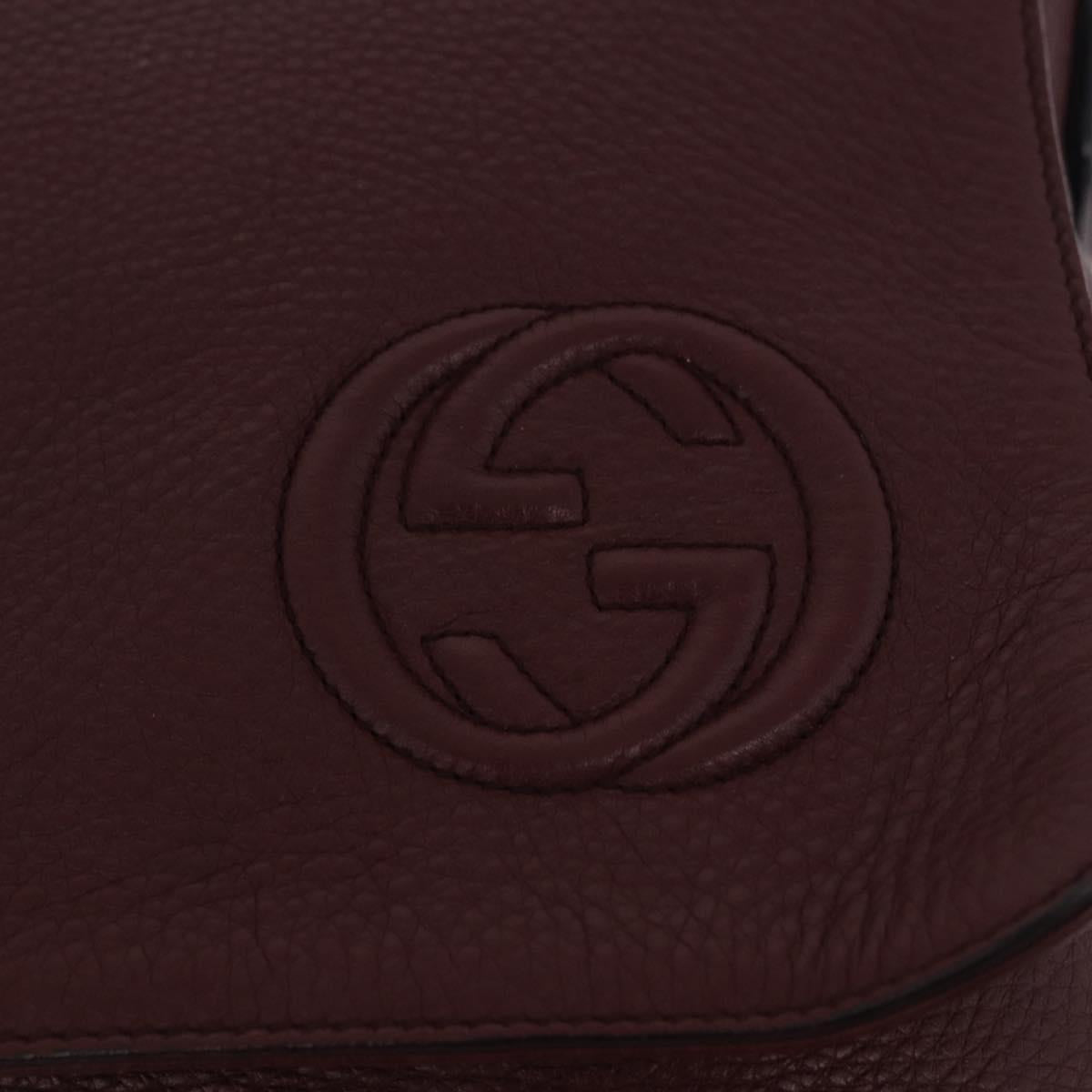 GUCCI Interlocking Shoulder Bag Leather Bordeaux Silver 322056 Auth ka6271V