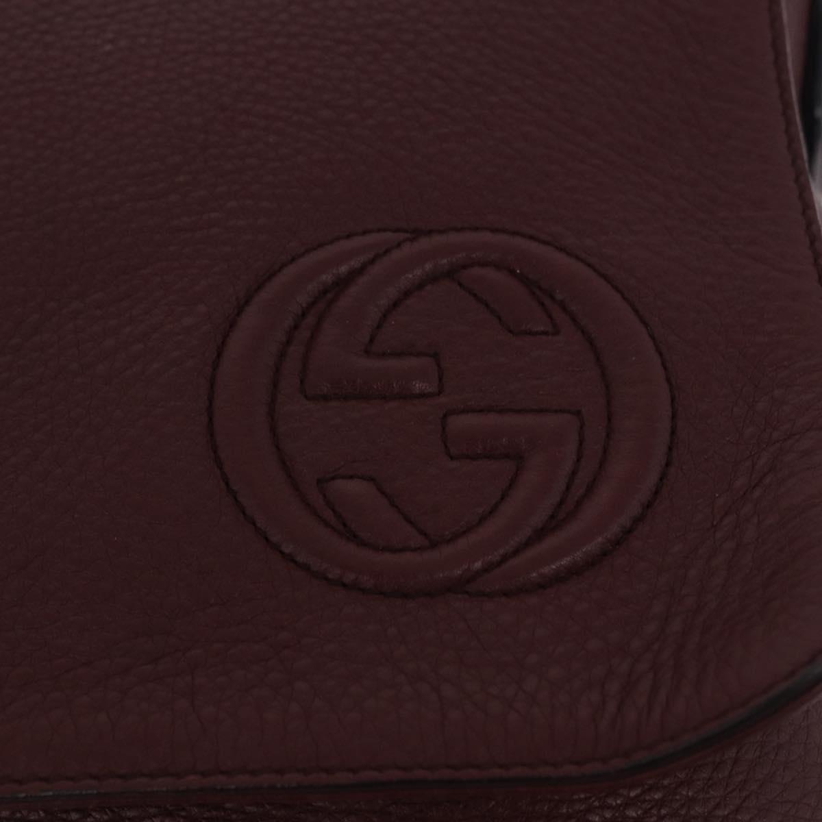 GUCCI Interlocking Shoulder Bag Leather Bordeaux Silver 322056 Auth ka6271V