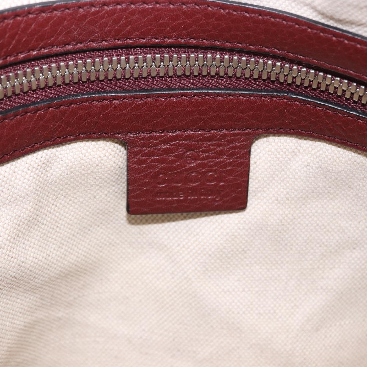 GUCCI Interlocking Shoulder Bag Leather Bordeaux Silver 322056 Auth ka6271V
