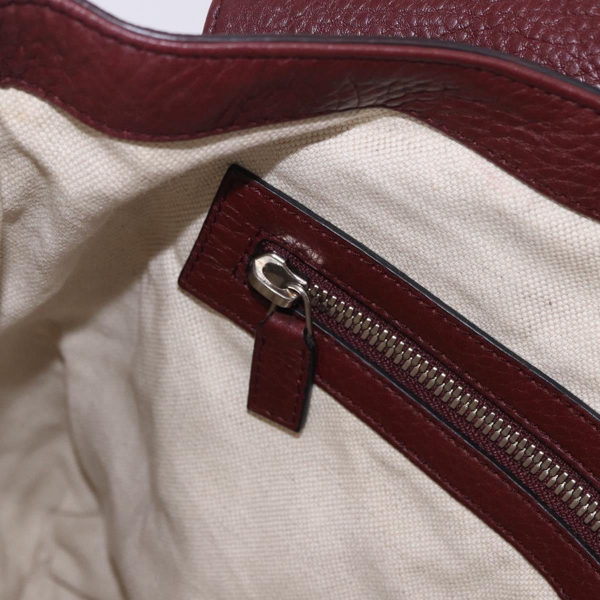 GUCCI Interlocking Shoulder Bag Leather Bordeaux Silver 322056 Auth ka6271V