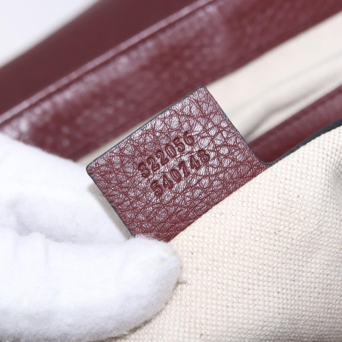 GUCCI Interlocking Shoulder Bag Leather Bordeaux Silver 322056 Auth ka6271V
