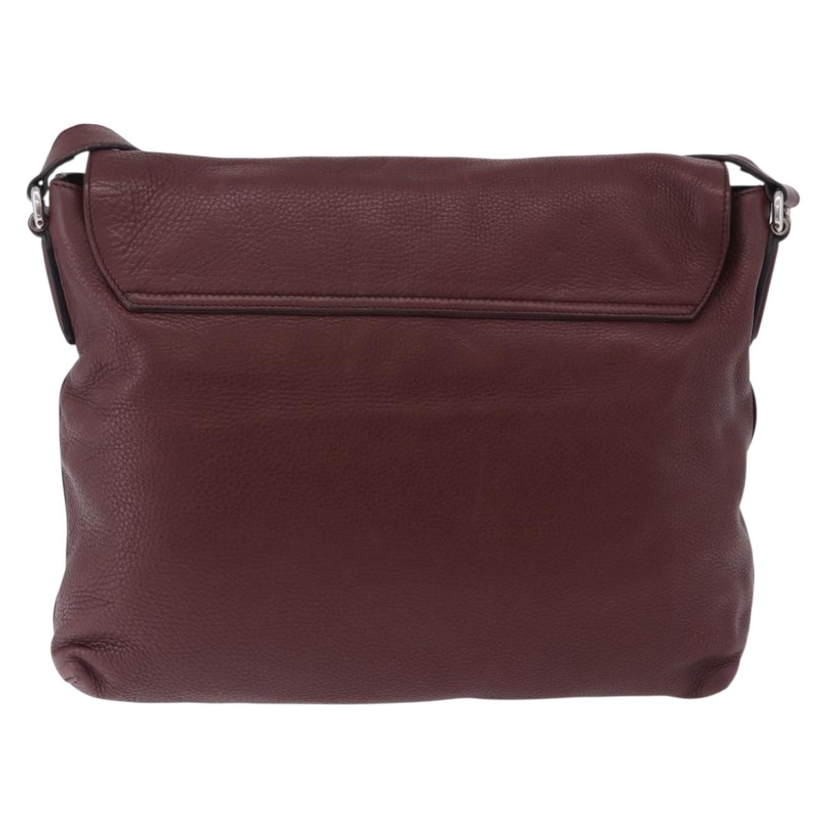 GUCCI Interlocking Shoulder Bag Leather Bordeaux Silver 322056 Auth ka6271V