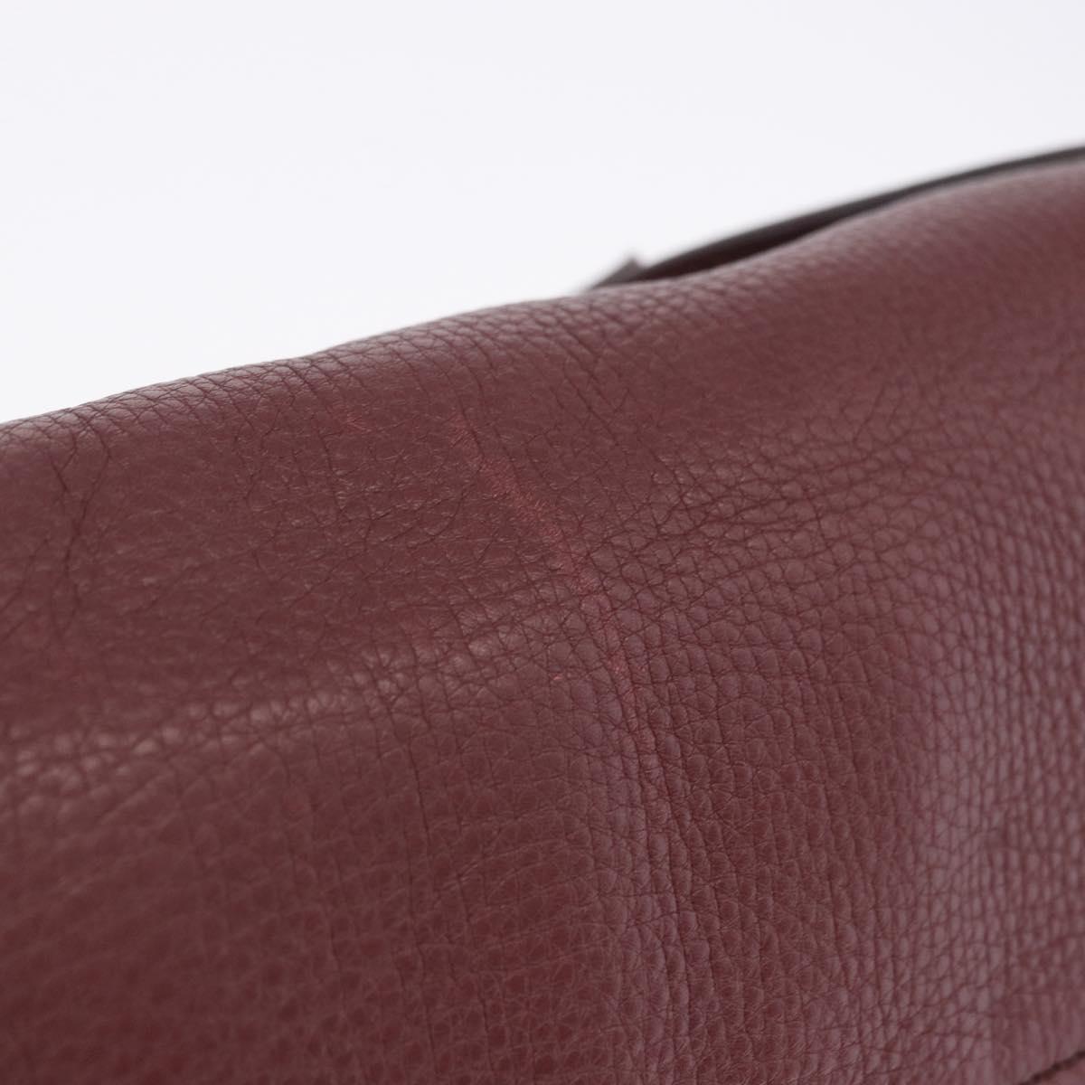 GUCCI Interlocking Shoulder Bag Leather Bordeaux Silver 322056 Auth ka6271V