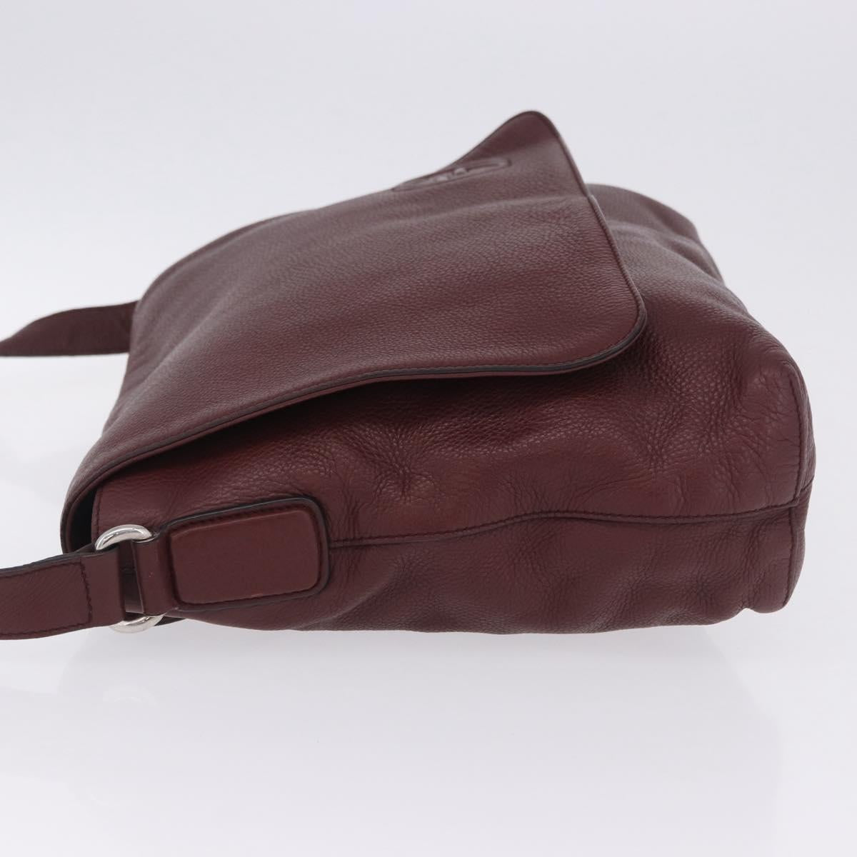 GUCCI Interlocking Shoulder Bag Leather Bordeaux Silver 322056 Auth ka6271V
