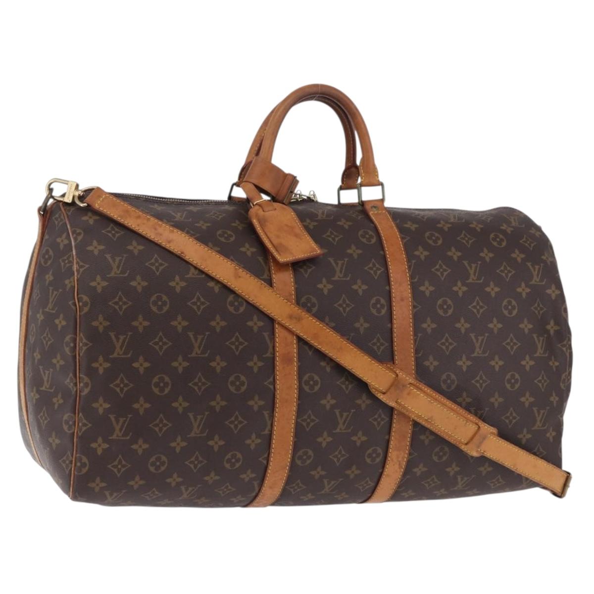 LOUIS VUITTON Monogram Keepall Bandouliere 55 Boston Bag M41414 LV Auth ka6272