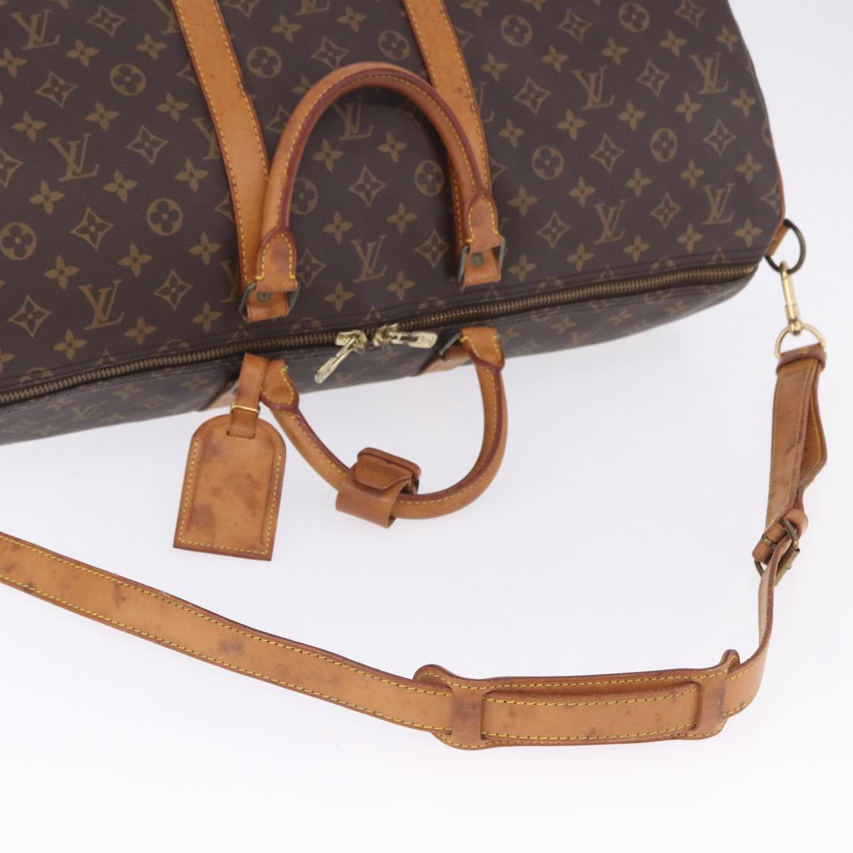 LOUIS VUITTON Monogram Keepall Bandouliere 55 Boston Bag M41414 LV Auth ka6272