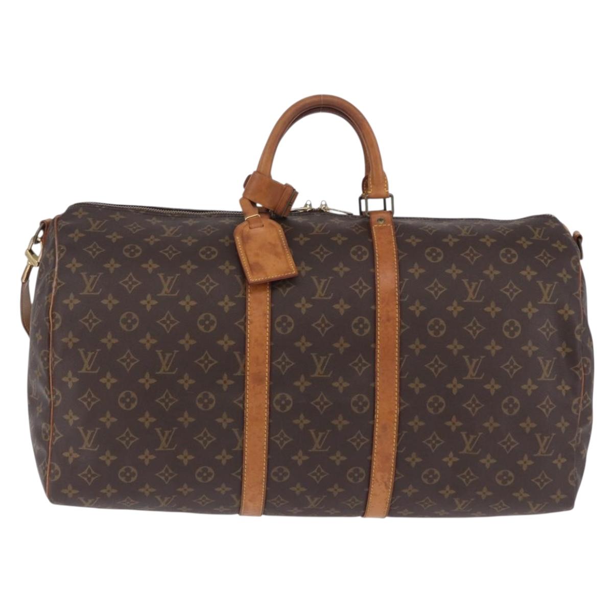 LOUIS VUITTON Monogram Keepall Bandouliere 55 Boston Bag M41414 LV Auth ka6272