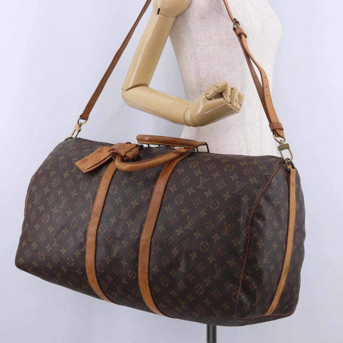 LOUIS VUITTON Monogram Keepall Bandouliere 55 Boston Bag M41414 LV Auth ka6272