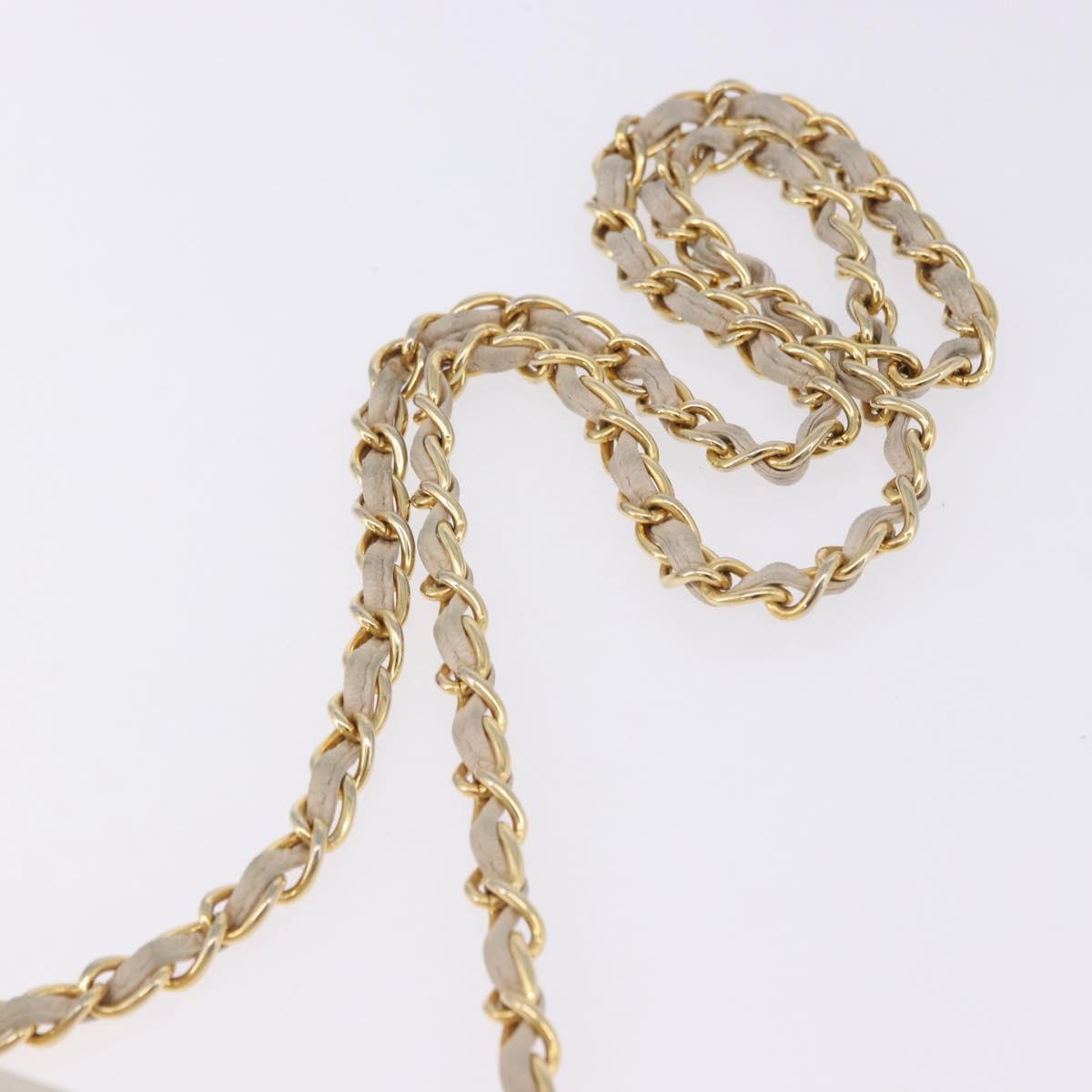 CHANEL COCO Mark Chain Shoulder Bag Lamb Skin Ivory Gold Tone CC Auth ka6278A