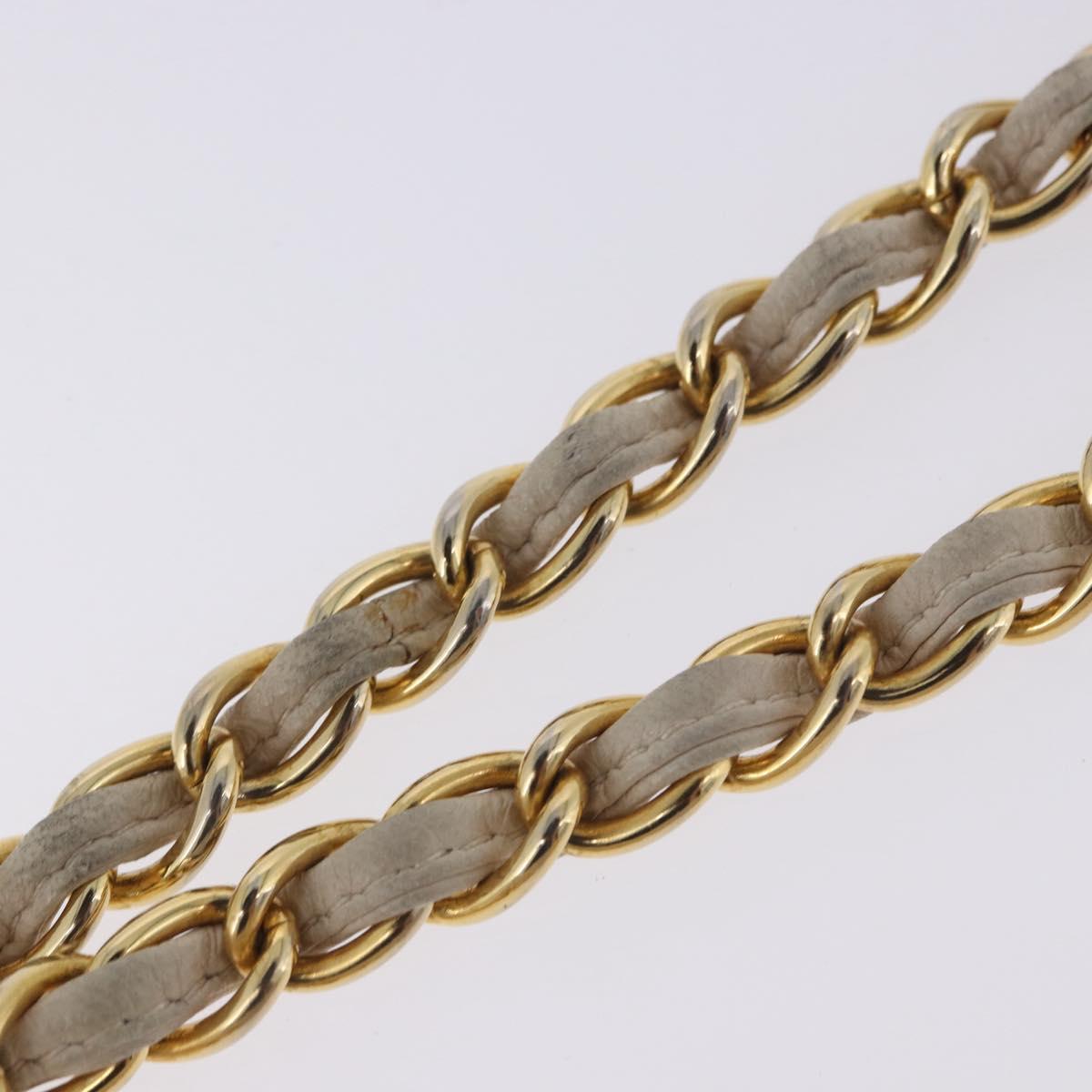 CHANEL COCO Mark Chain Shoulder Bag Lamb Skin Ivory Gold Tone CC Auth ka6278A