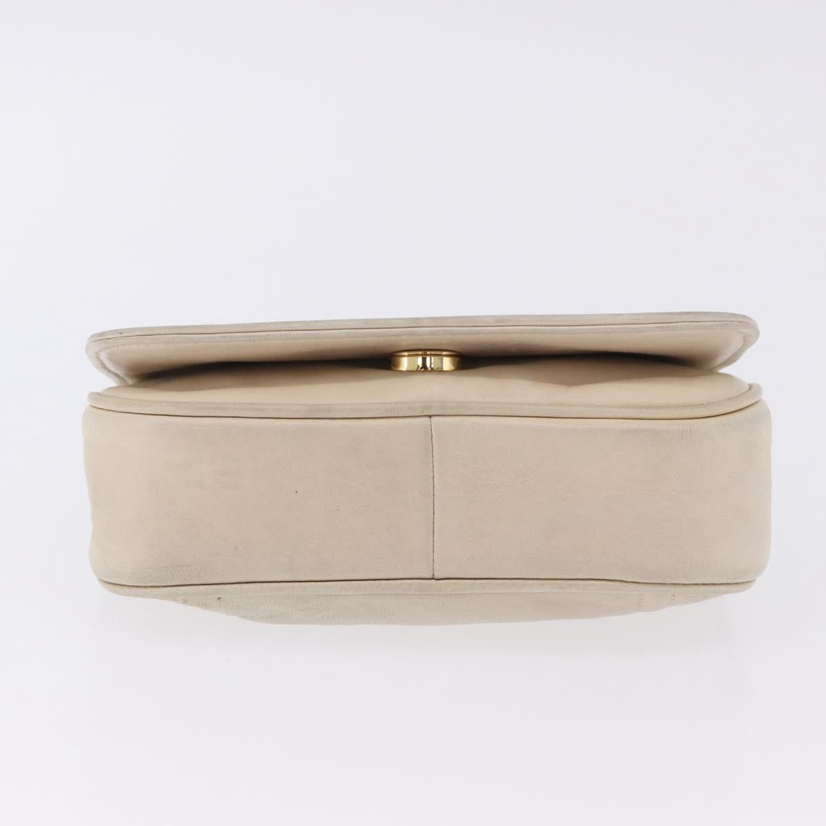 CHANEL COCO Mark Chain Shoulder Bag Lamb Skin Ivory Gold Tone CC Auth ka6278A