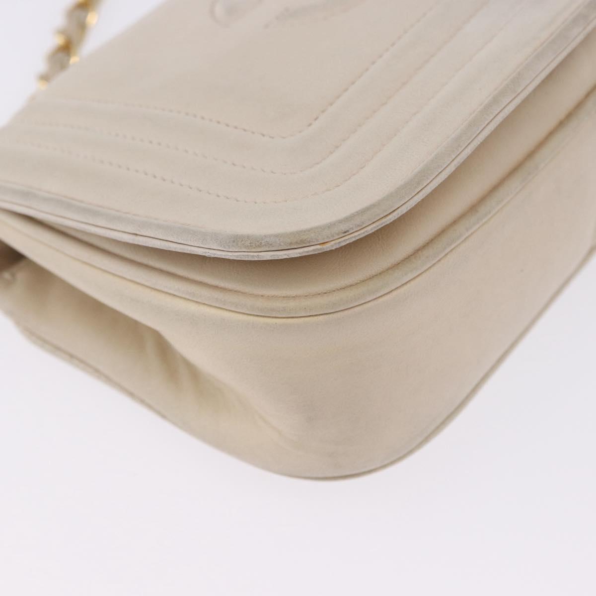 CHANEL COCO Mark Chain Shoulder Bag Lamb Skin Ivory Gold Tone CC Auth ka6278A