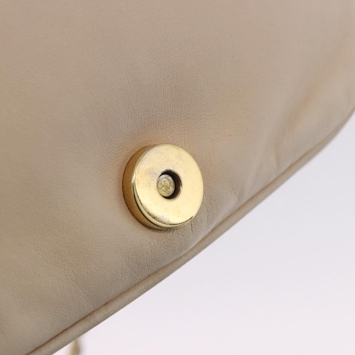 CHANEL COCO Mark Chain Shoulder Bag Lamb Skin Ivory Gold Tone CC Auth ka6278A