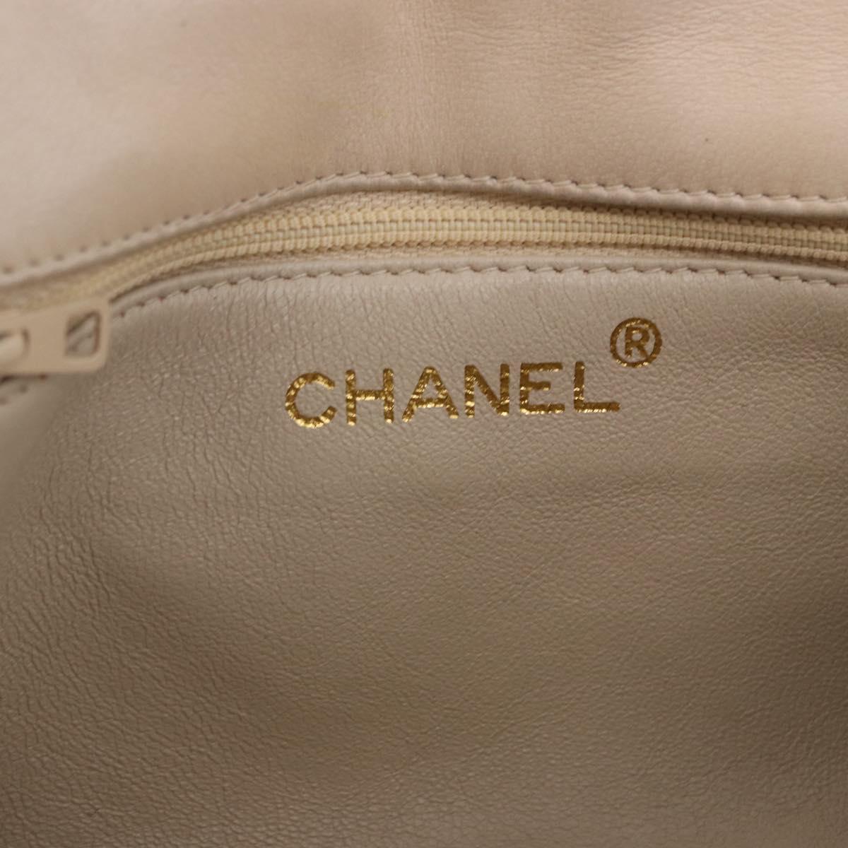 CHANEL COCO Mark Chain Shoulder Bag Lamb Skin Ivory Gold Tone CC Auth ka6278A