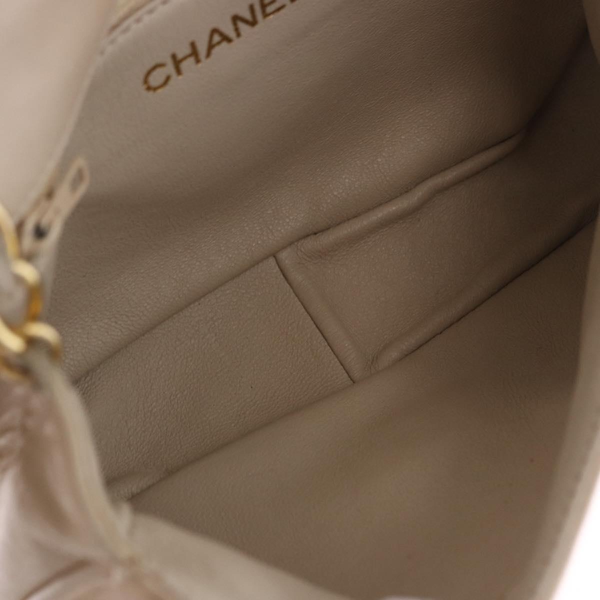 CHANEL COCO Mark Chain Shoulder Bag Lamb Skin Ivory Gold Tone CC Auth ka6278A
