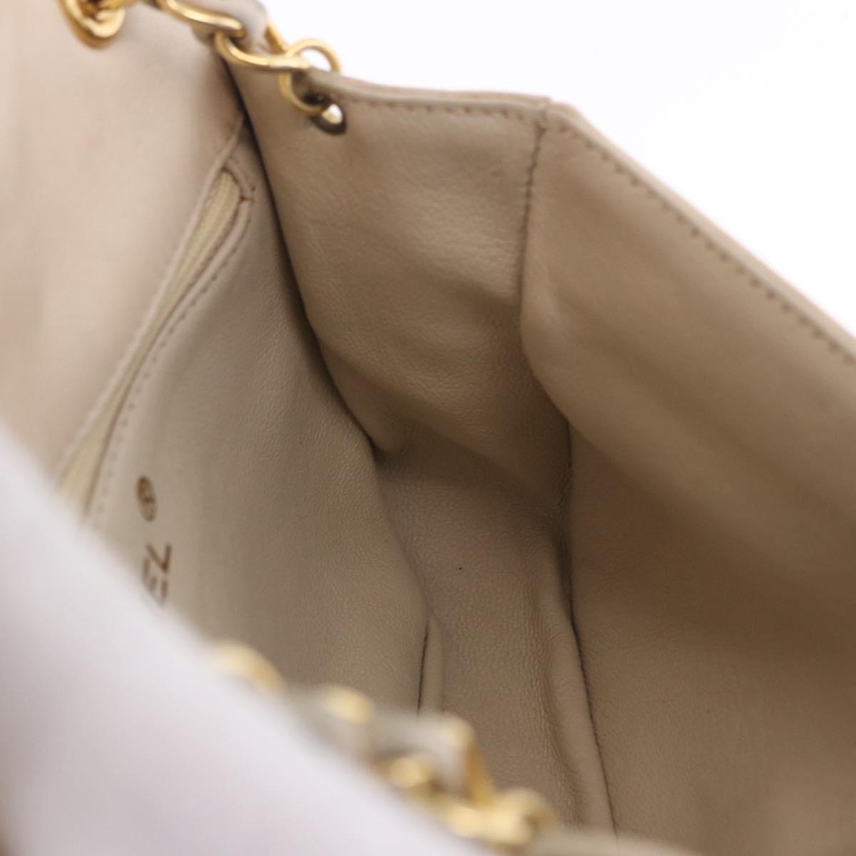 CHANEL COCO Mark Chain Shoulder Bag Lamb Skin Ivory Gold Tone CC Auth ka6278A