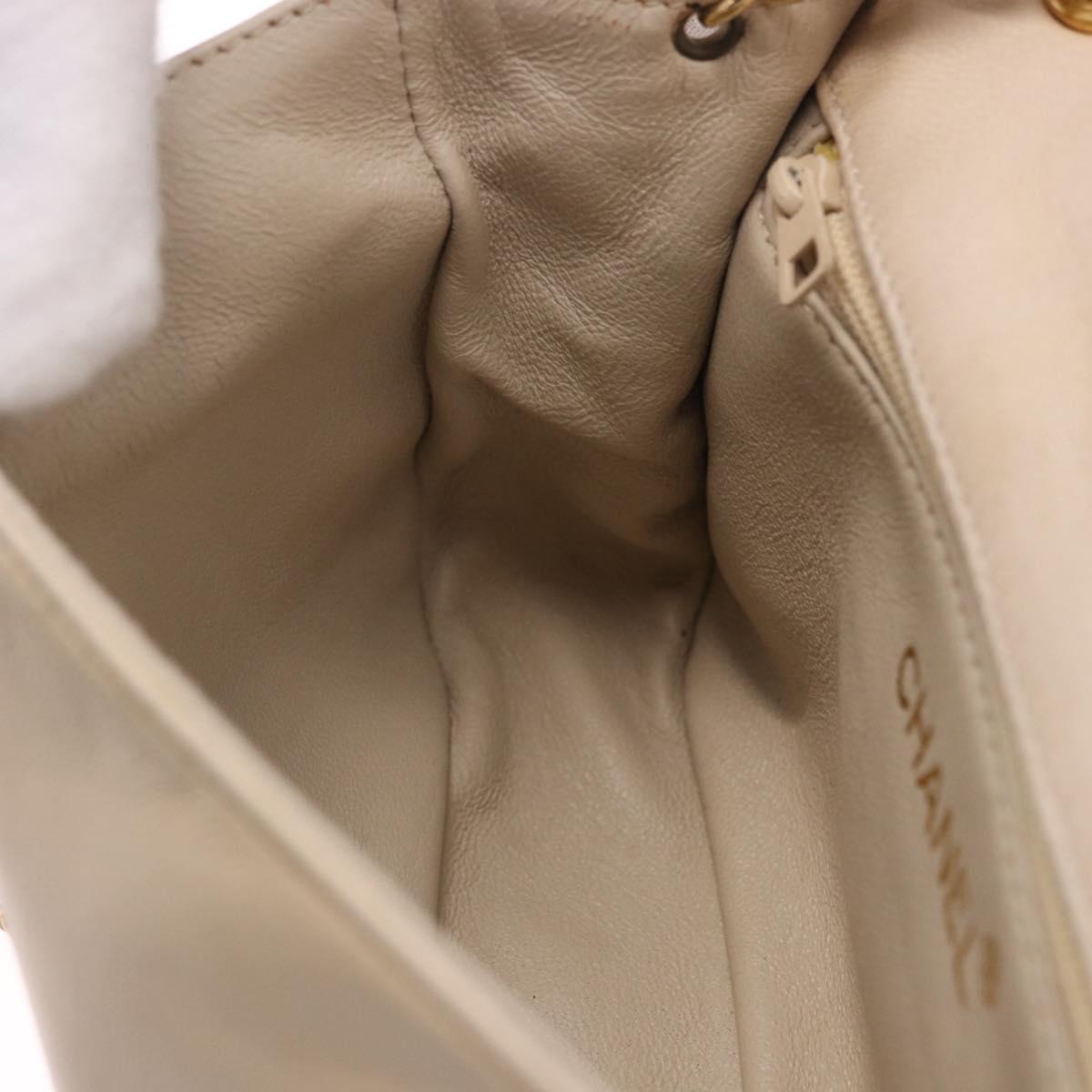 CHANEL COCO Mark Chain Shoulder Bag Lamb Skin Ivory Gold Tone CC Auth ka6278A