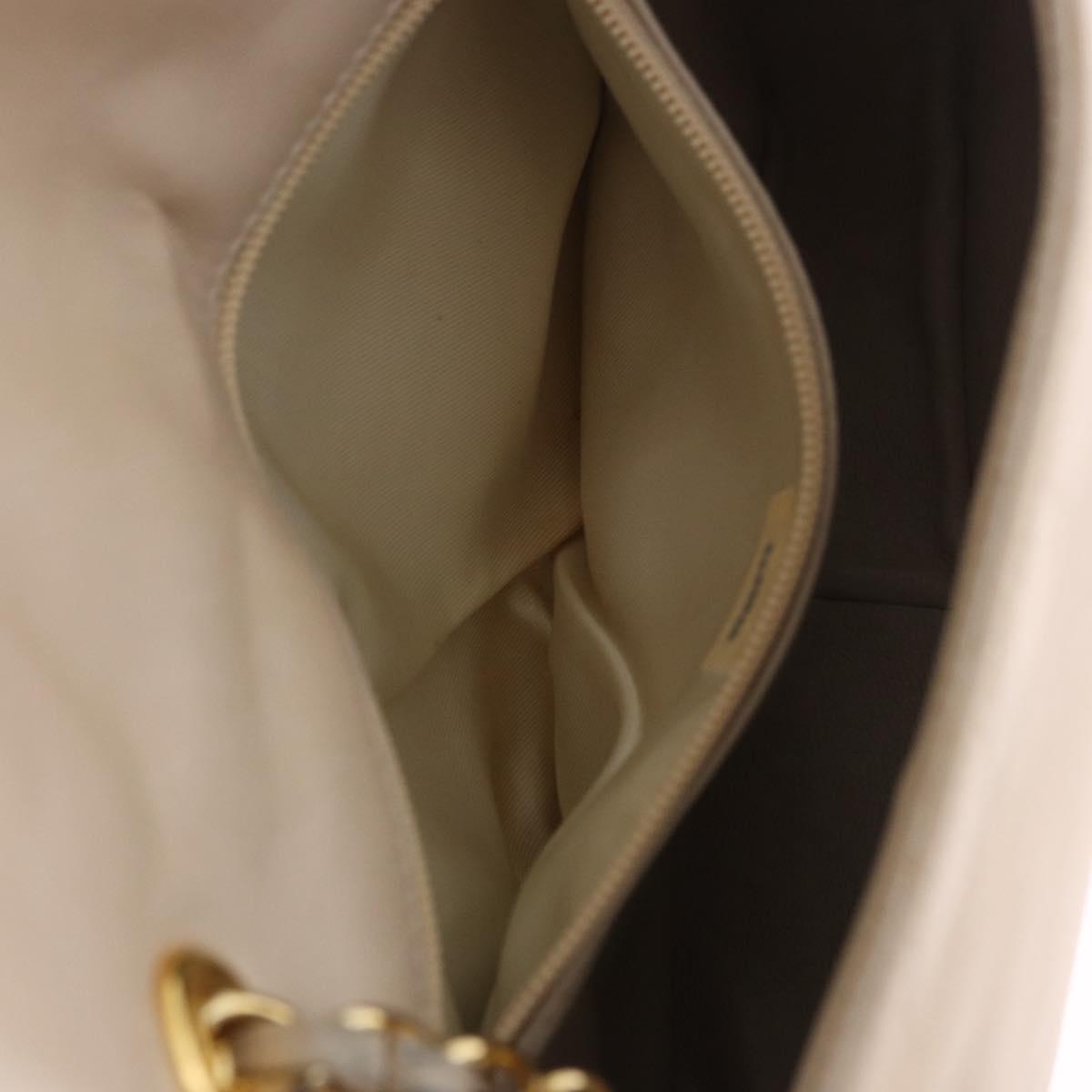 CHANEL COCO Mark Chain Shoulder Bag Lamb Skin Ivory Gold Tone CC Auth ka6278A