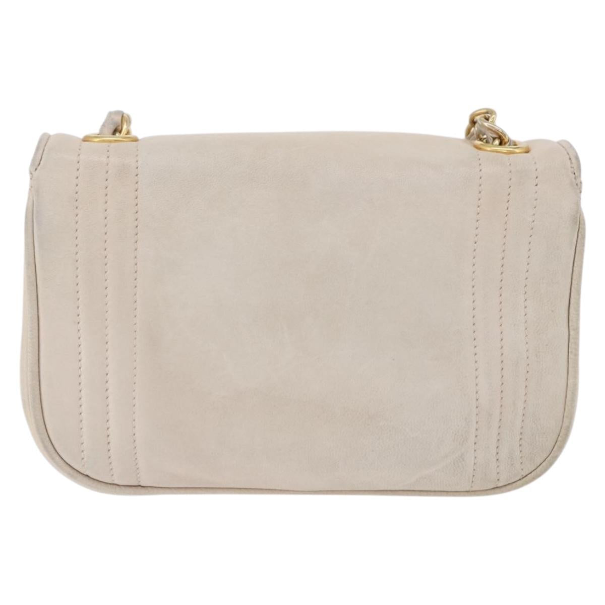 CHANEL COCO Mark Chain Shoulder Bag Lamb Skin Ivory Gold Tone CC Auth ka6278A