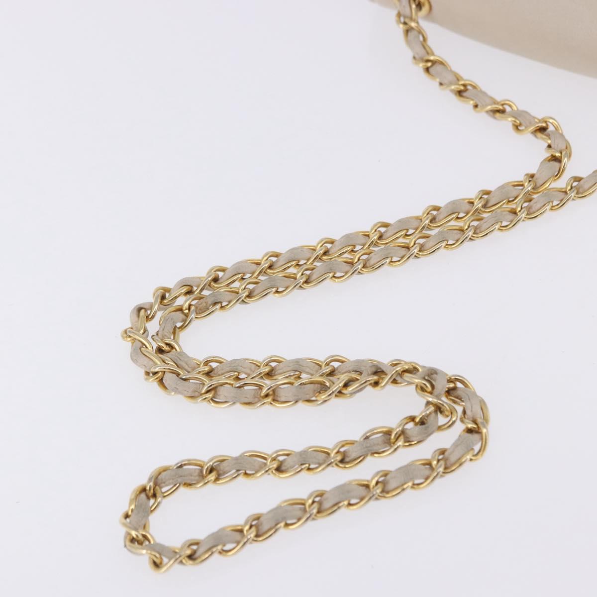 CHANEL COCO Mark Chain Shoulder Bag Lamb Skin Ivory Gold Tone CC Auth ka6278A