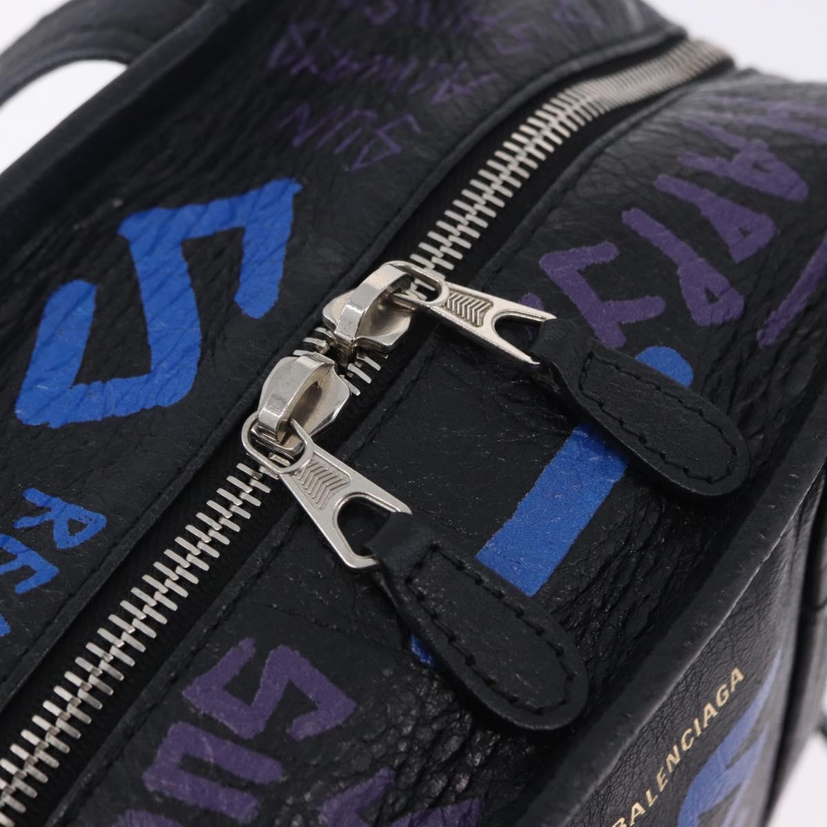 BALENCIAGA Bazaar Shopper XS Hand Bag Leather Black Silver 513989 Auth ka6282M