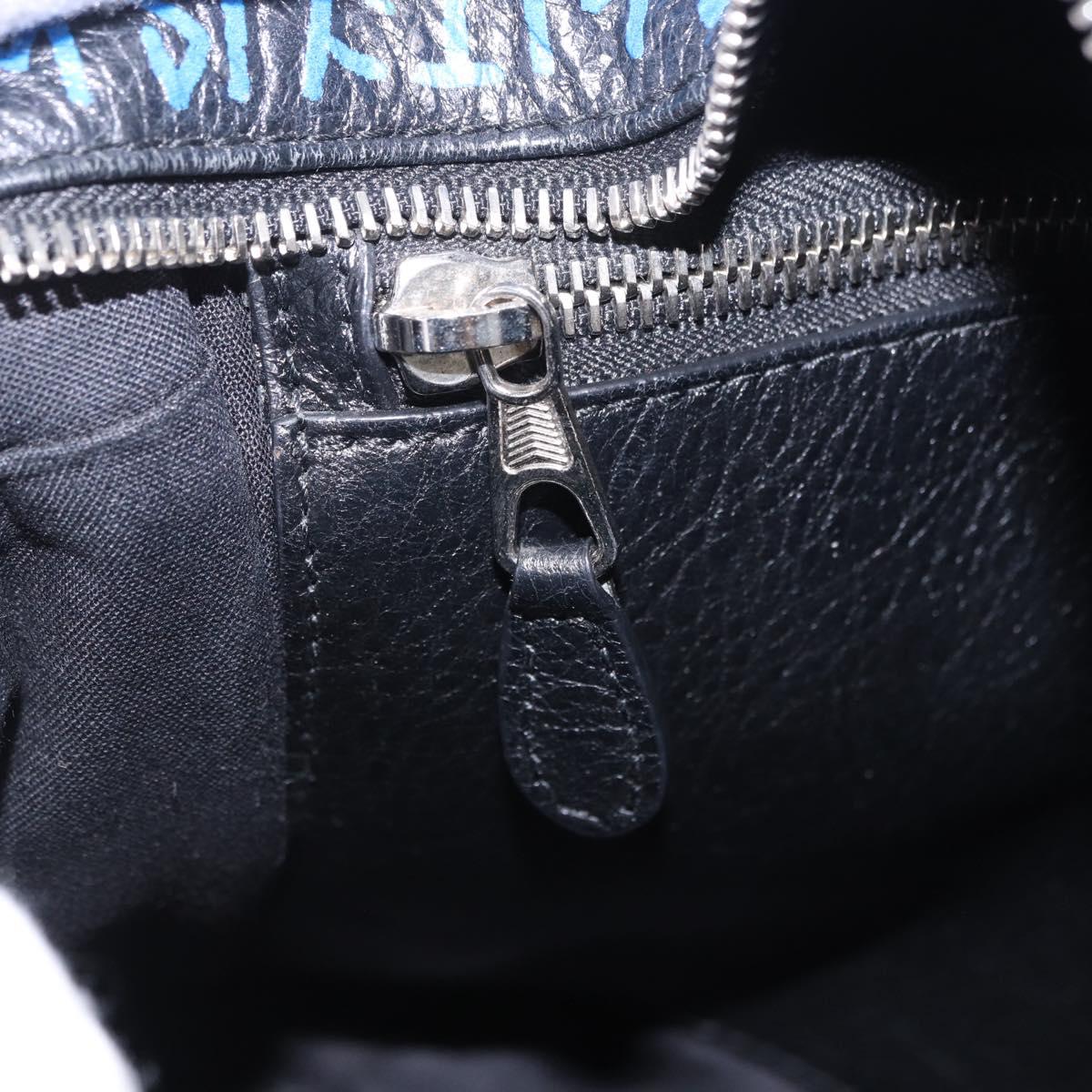 BALENCIAGA Bazaar Shopper XS Hand Bag Leather Black Silver 513989 Auth ka6282M