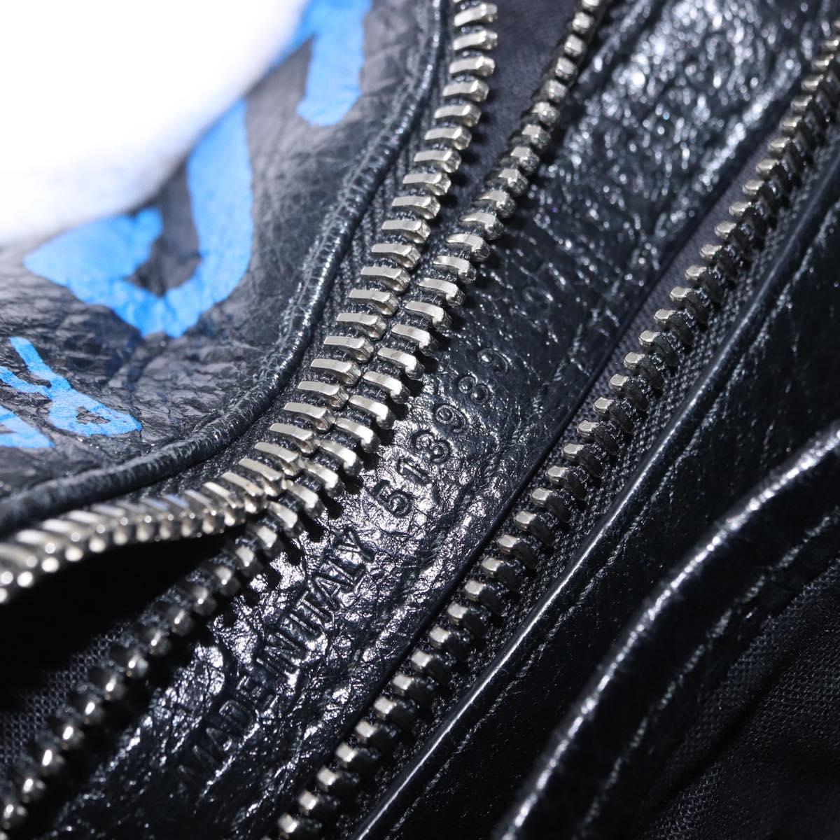 BALENCIAGA Bazaar Shopper XS Hand Bag Leather Black Silver 513989 Auth ka6282M