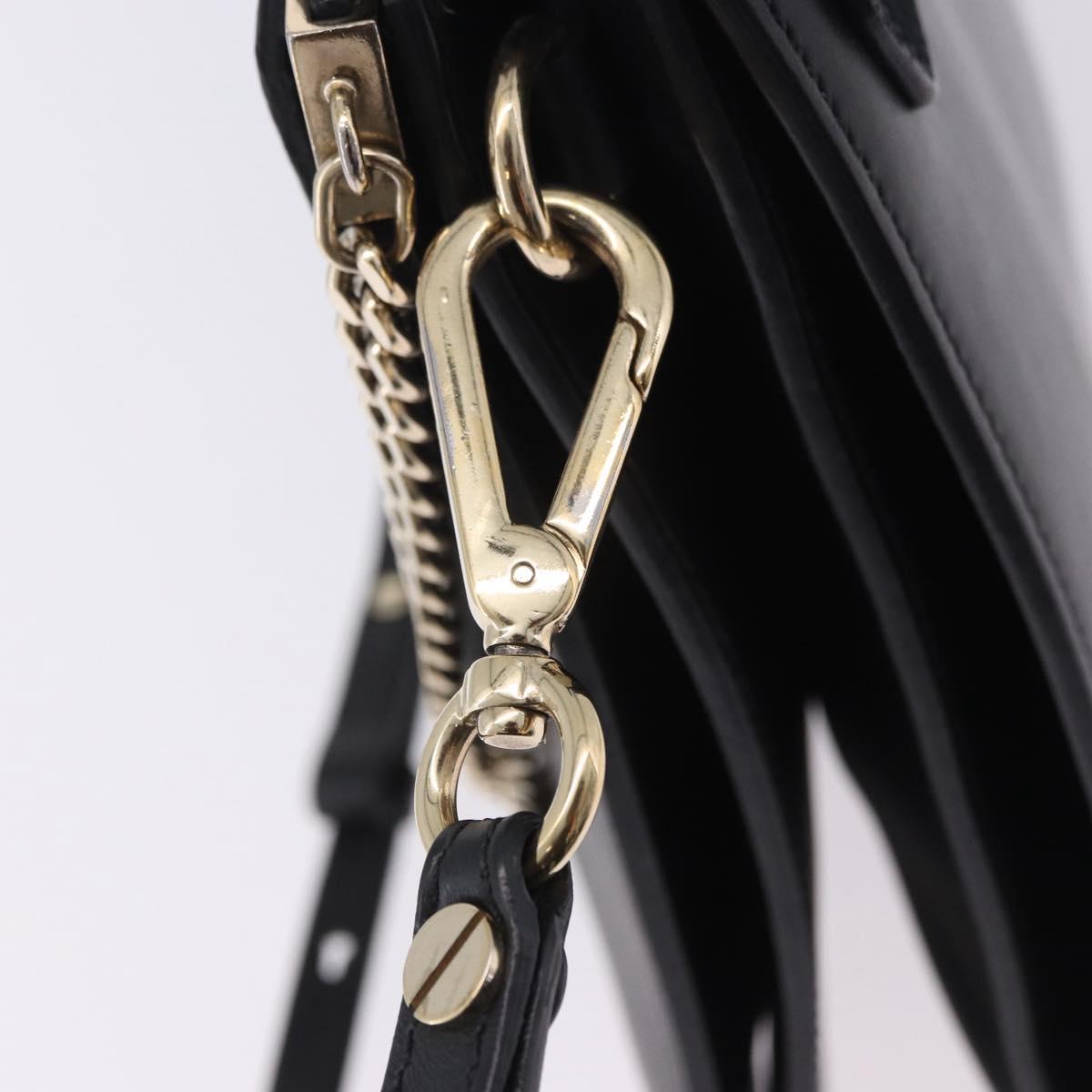 Chloe Faye Chain Shoulder Bag Suede Black Gold Tone Auth ka6283