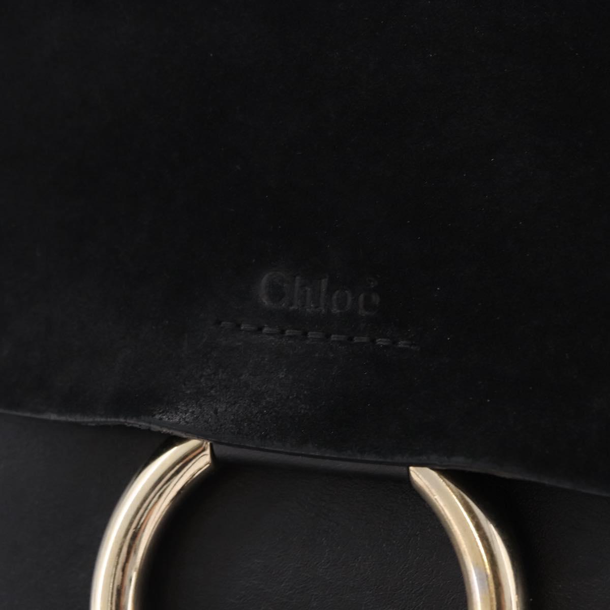 Chloe Faye Chain Shoulder Bag Suede Black Gold Tone Auth ka6283