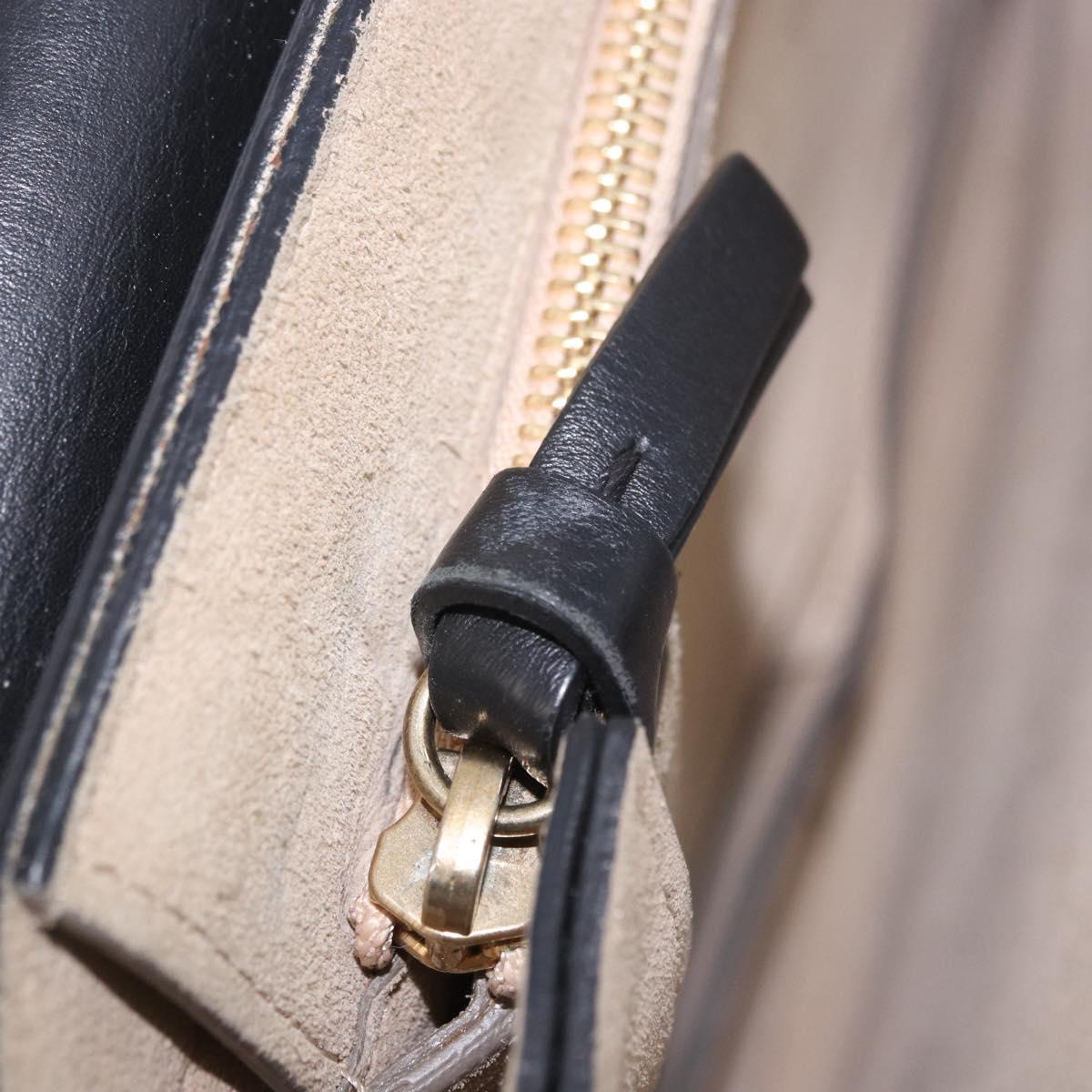 Chloe Faye Chain Shoulder Bag Suede Black Gold Tone Auth ka6283