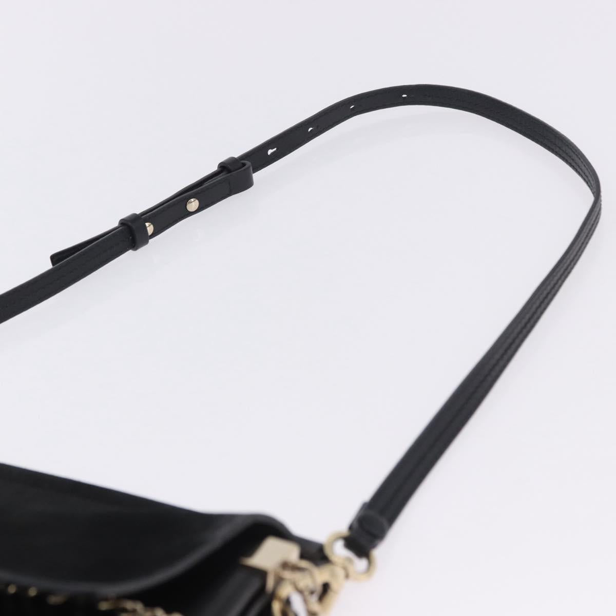 Chloe Faye Chain Shoulder Bag Suede Black Gold Tone Auth ka6283