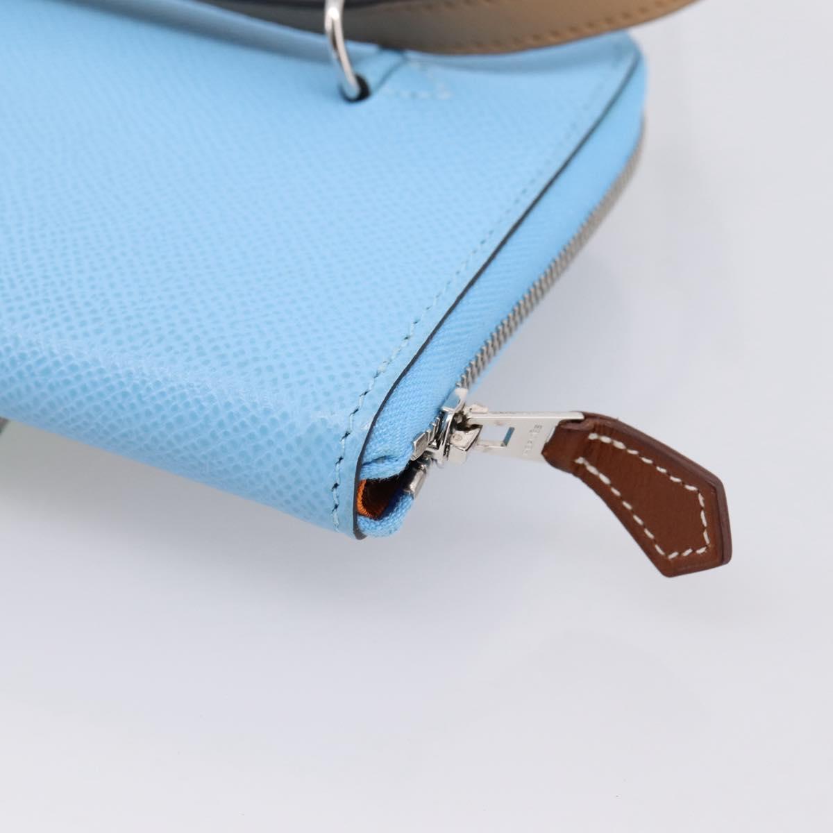 HERMES Nouveau To Go Ship Shoulder Wallet Leather Lavande Auth ka6284SM