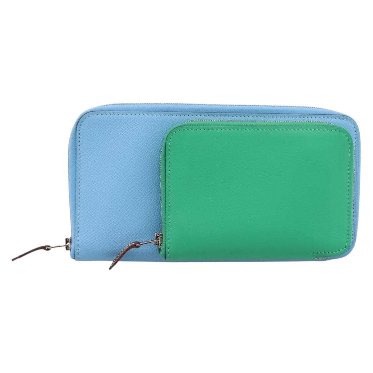 HERMES Nouveau To Go Ship Shoulder Wallet Leather Lavande Auth ka6284SM