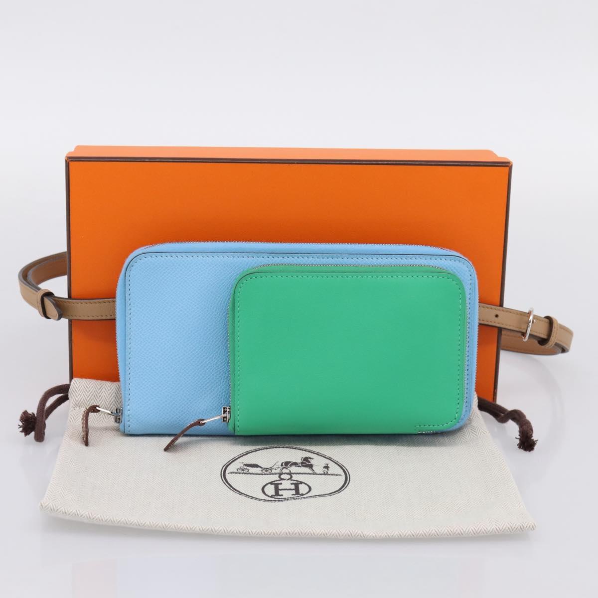 HERMES Nouveau To Go Ship Shoulder Wallet Leather Lavande Auth ka6284SM